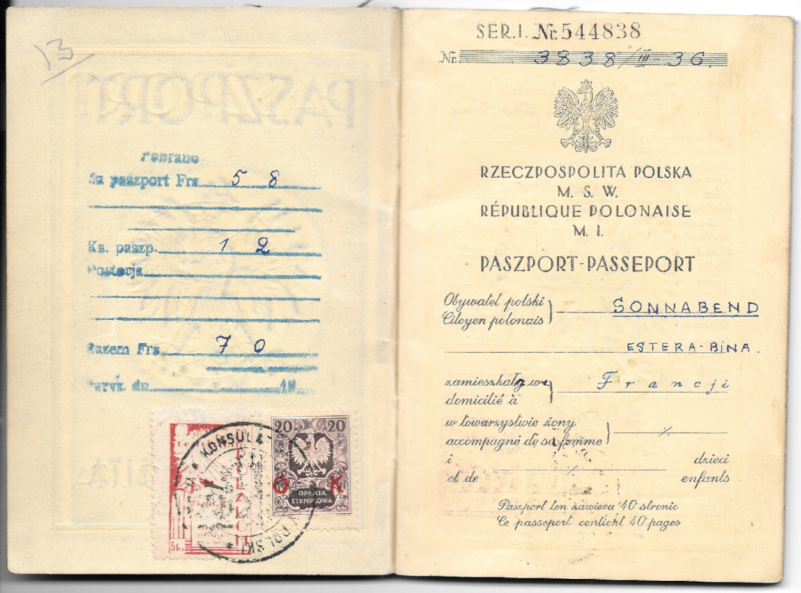 15a Estera Sonnabend paszport 1A